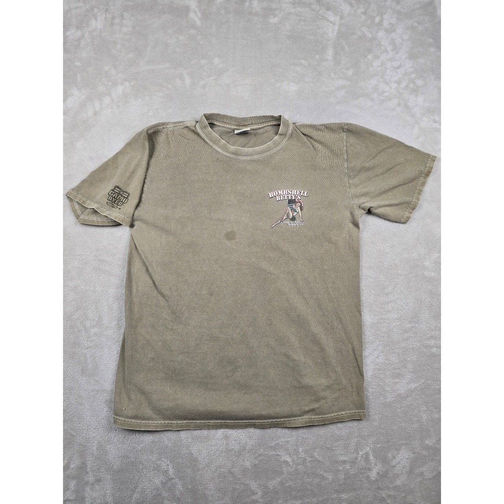 Crazy Shirts Hawaii T-Shirt Mens M Green Bombshell Bettys Pinup Camo Dyed *Read
